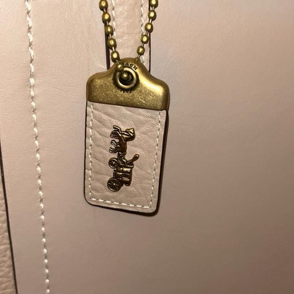 Coach Turnlock Leather Satchel Top Handle Bag Beige - Picture 2 of 8